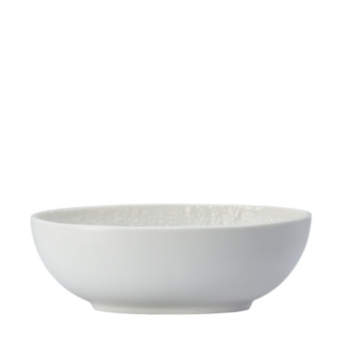 Side view of Luzerne’s Knit Oval Bowl in white.