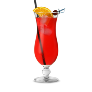 Filled Squall hurricane glass by Libbey.