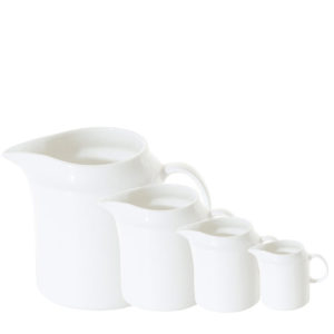 4 straight white milk jugs by Fortis.