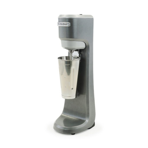 Side view of the Hamilton Beach milkshake mixer with cup.