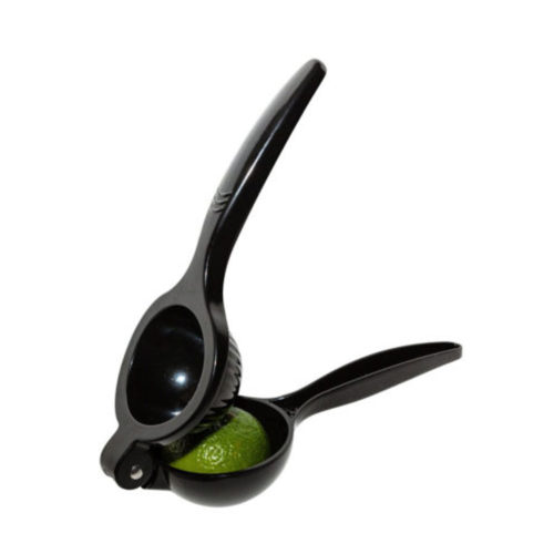 A lemon squeezer made from metal.
