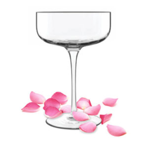 Luigi Bormioli's sublime champagne saucer with petals.