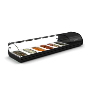 6 pan cold food bar in black by Salvadore.
