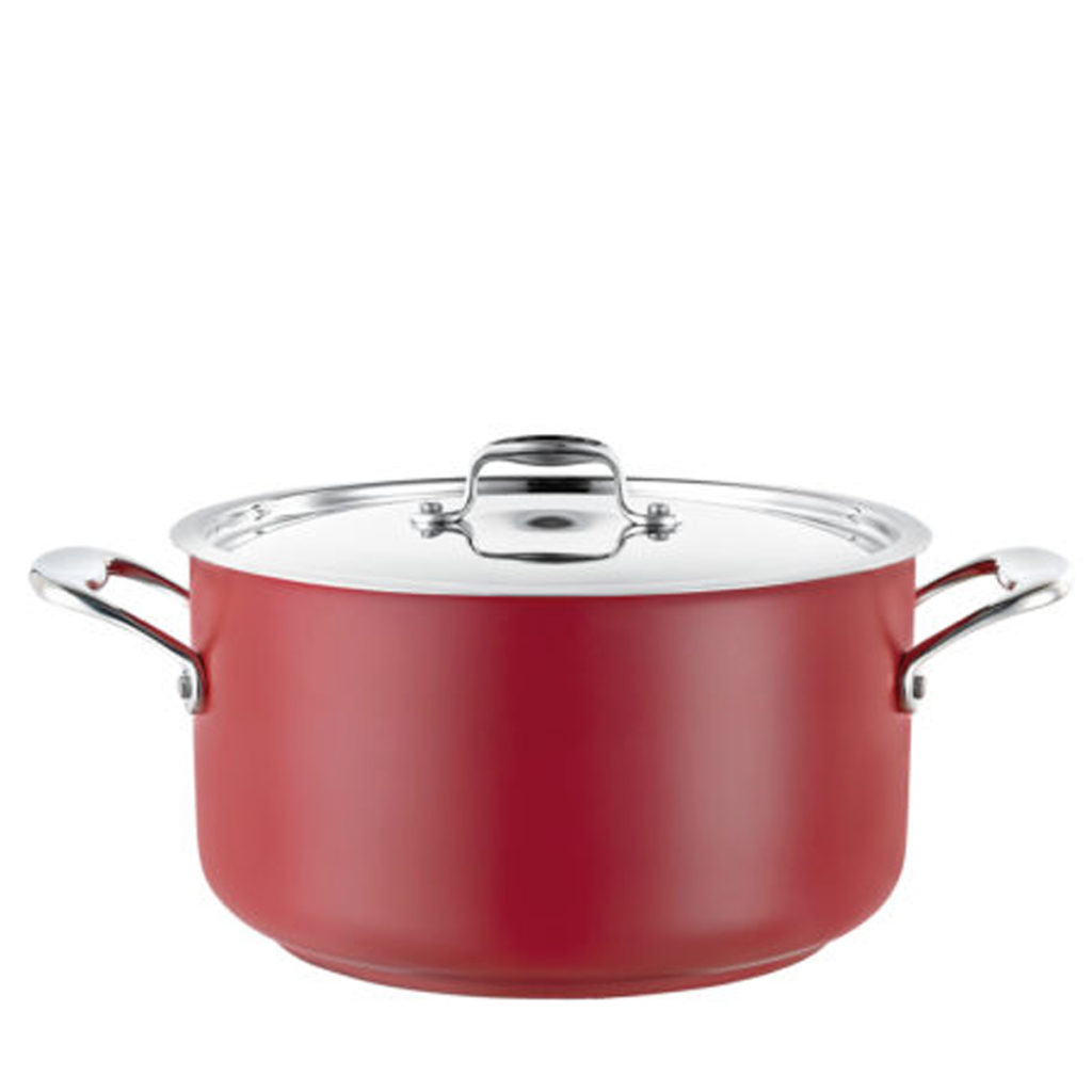 STAINLESS STEEL CASSEROLE POT RED 14L Core Catering