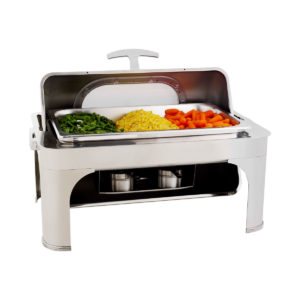 Global's roll top rectangular chafer.
