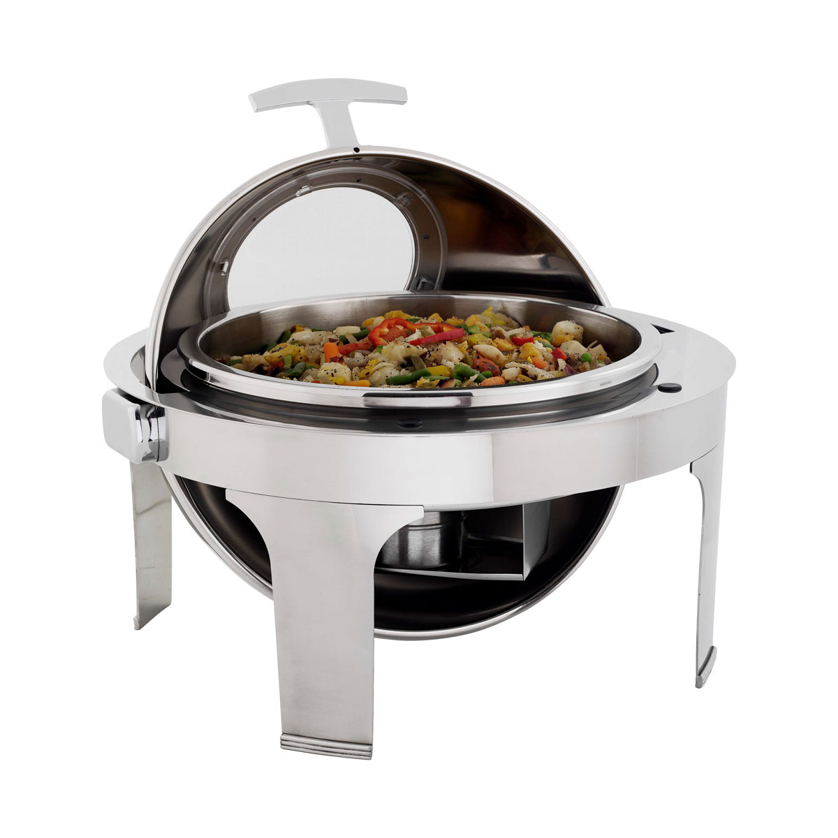 ROUND CHAFING DISH WITH GLASS LID ROLL TOP By Global Core Catering