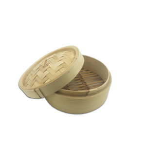 A 1 tier bamboo steamer.