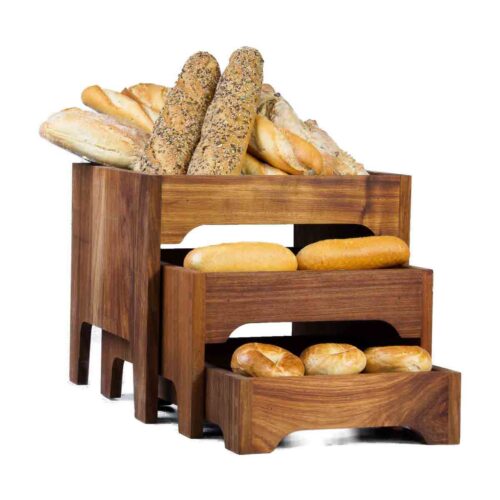 3 TIER WOOD BREAD STAND By Infiniti Core Catering