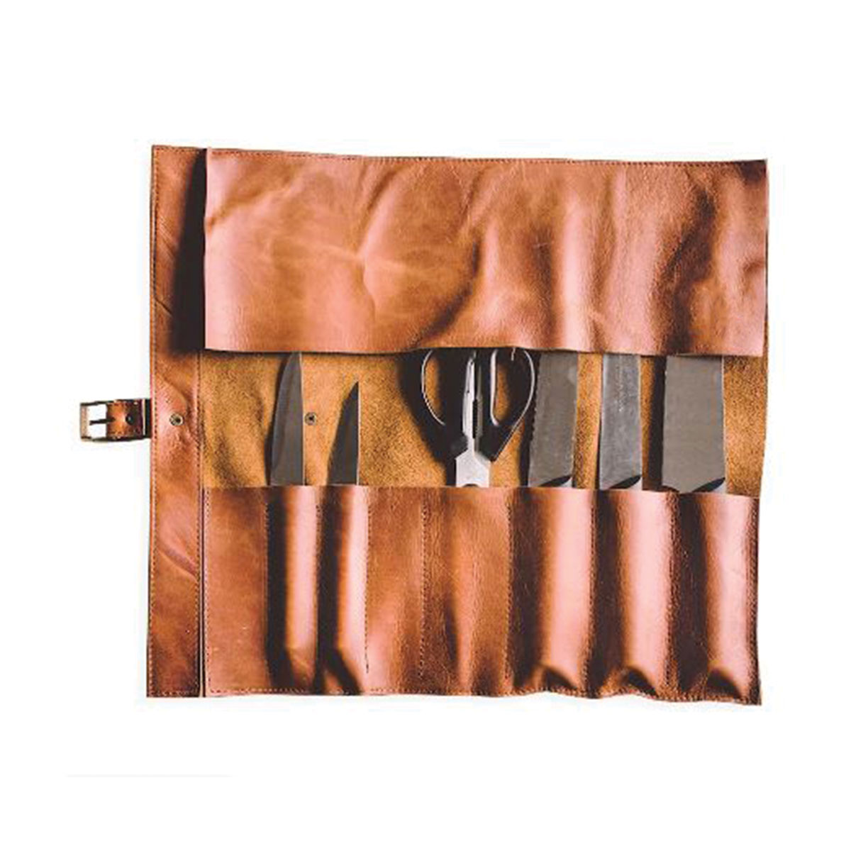 ROLLUP LEATHER KNIFE BAG 6 POCKET By TM Leather Core Catering