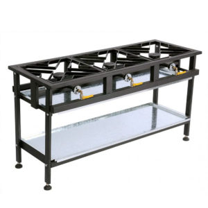 The gas boiling table with 3 straight boilers.