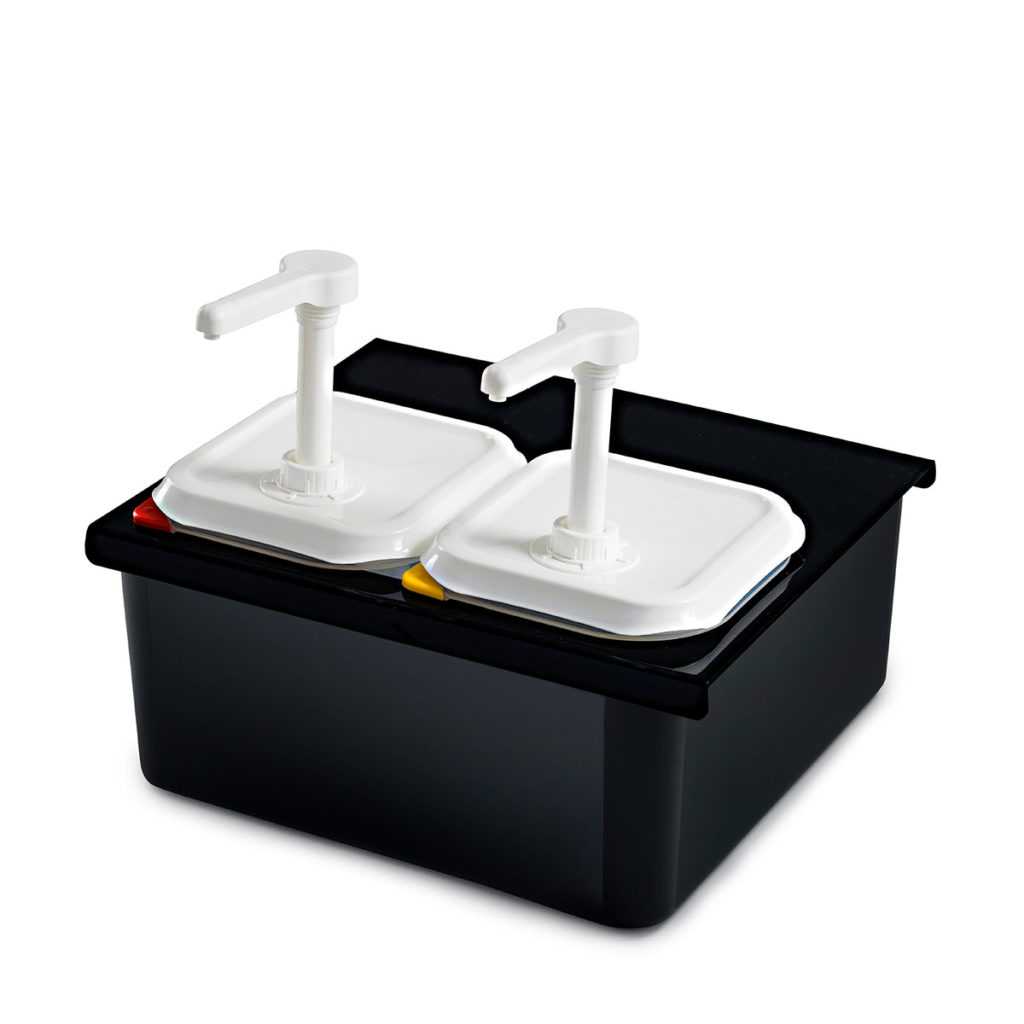 GN 1/6 SAUCE DISPENSER DOUBLE UNIT BLACK By Araven Core Catering