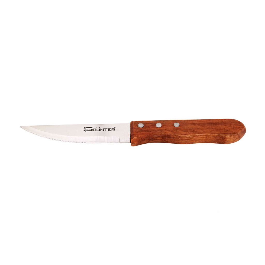 STEAK KNIFE DELUXE BROAD BLADE WOODEN HANDLE By Grunter Core Catering