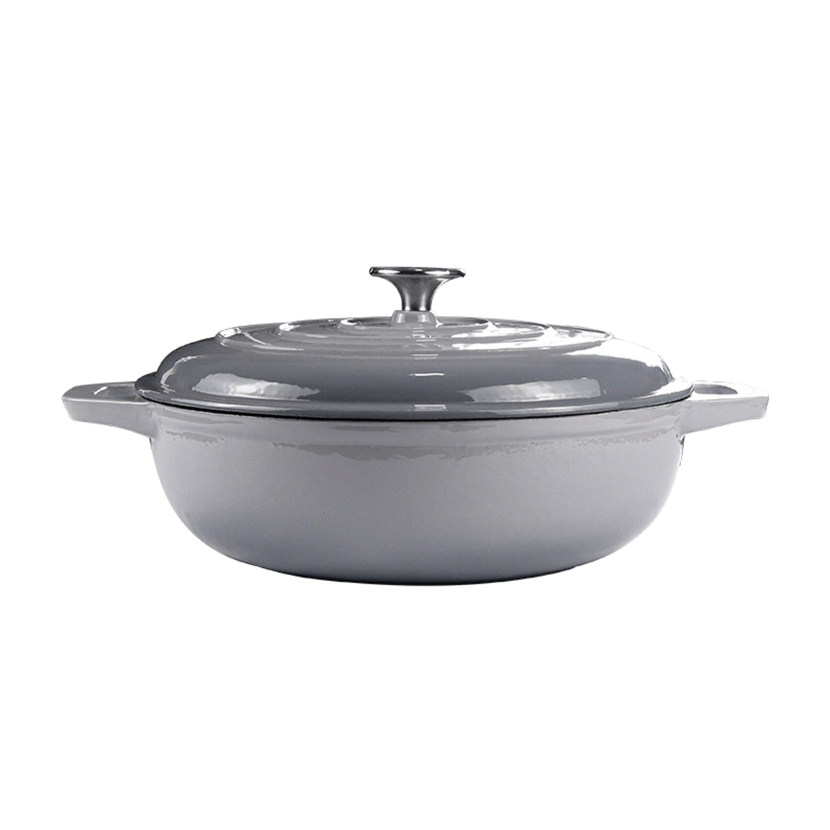 CAST IRON ROUND CASSEROLE DISH 4L GREY Core Catering