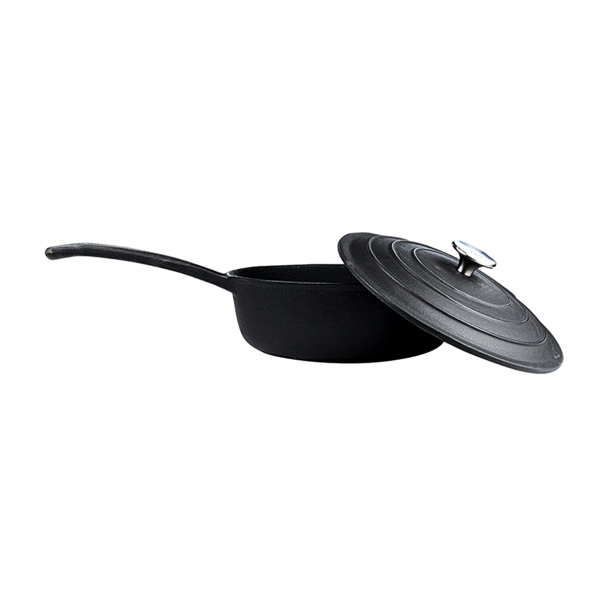 CAST IRON CHEF SAUCEPAN WITH LID 240MM BLACK Core Catering