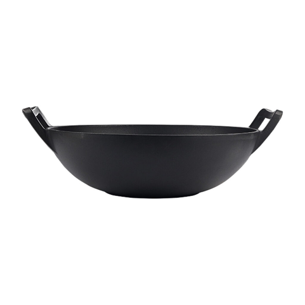 CAST IRON WOK WITH HANDLES 380MM BLACK Core Catering