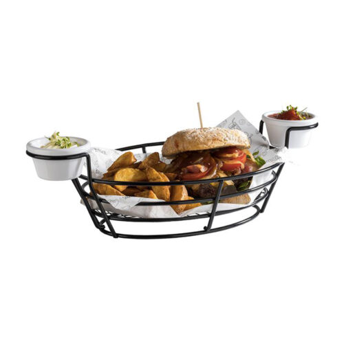 METAL SERVING BASKET WITH CUP HOLDERS By APS Core Catering