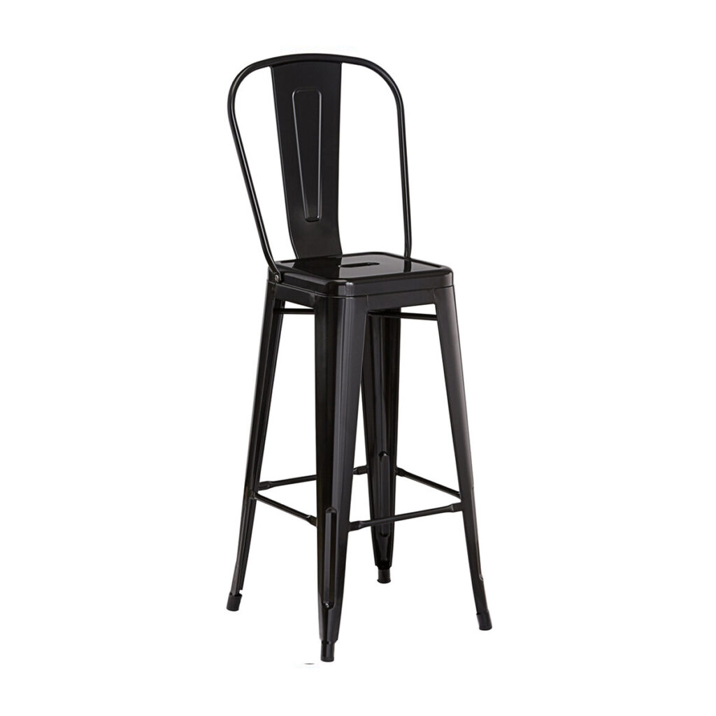 METAL TOLIX BAR STOOL WITH ROUNDED BACK Black Core Catering