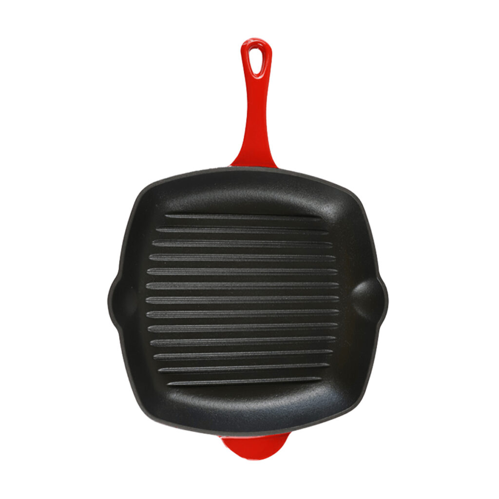 CAST IRON CHEF SQUARE GRILL PAN RED Core Catering