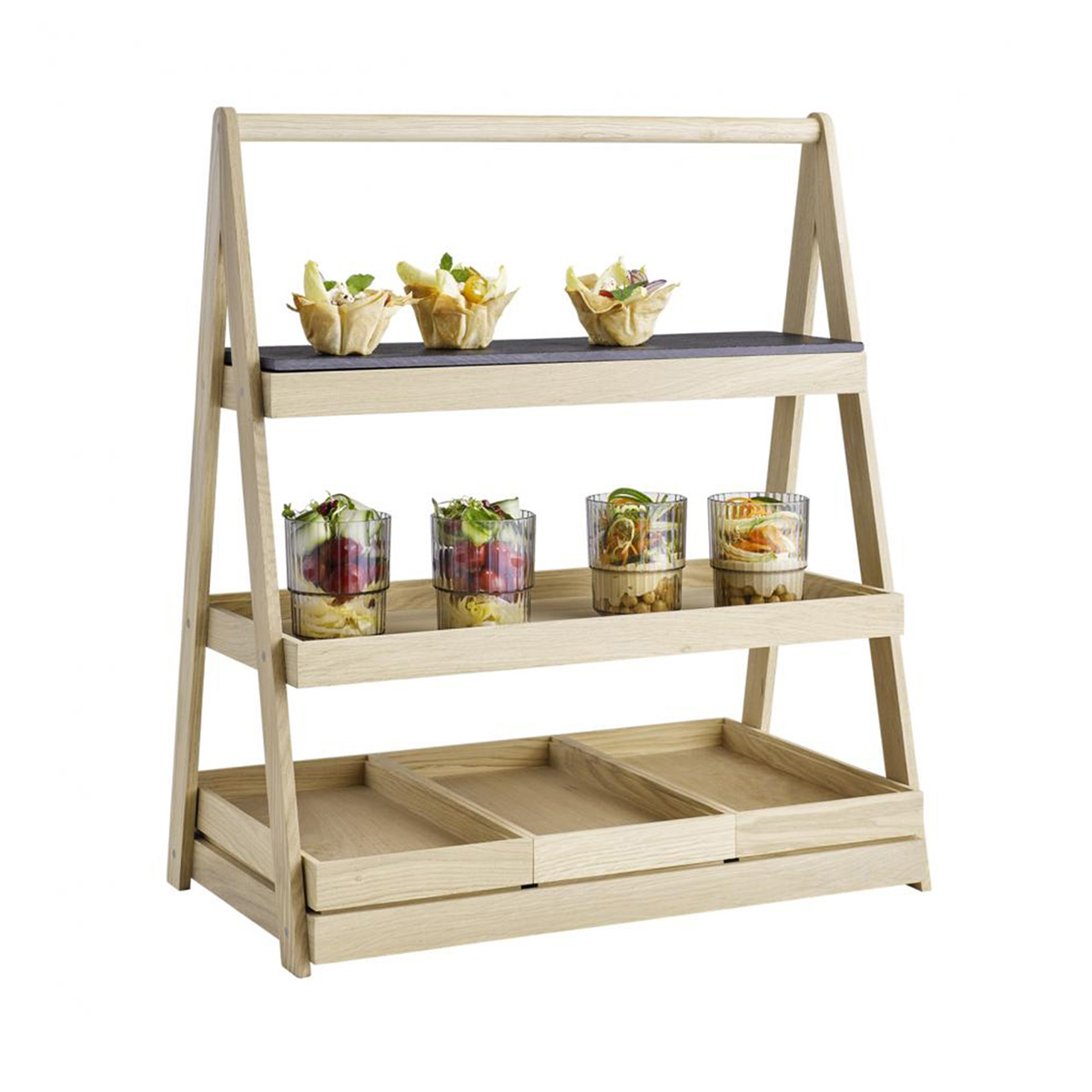 3-TIER WOODEN TRAY DISPLAY - Core Catering
